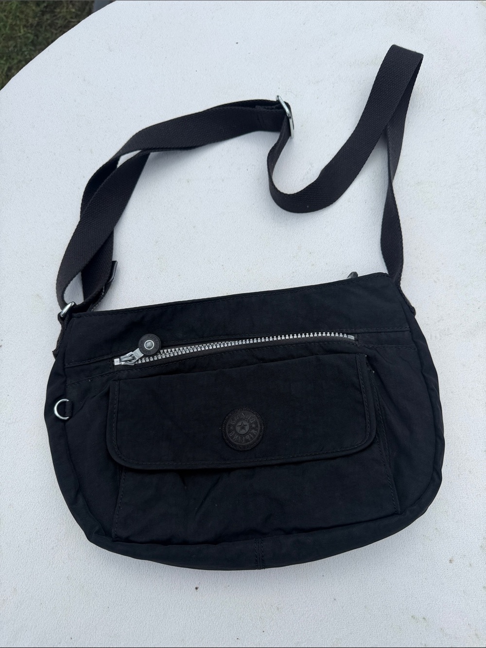 Kipling Black Crossbody Messenger Bag with Silver Hardware
